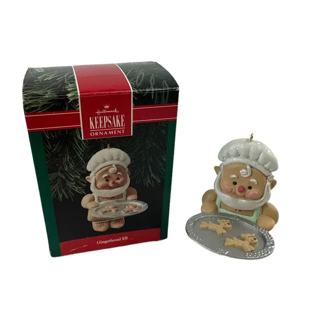 Vintage 1990 Hallmark Keepsake Gingerbread Elf Baker Christmas Ornament with Box